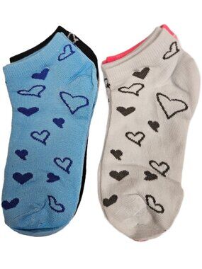 Women's Ankle Socks, Bundle of 12 Pairs, Hearts Print